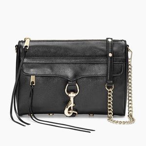 Rebecca Minkoff Black Mini MAC Crossbody Bag | Gold Hardware